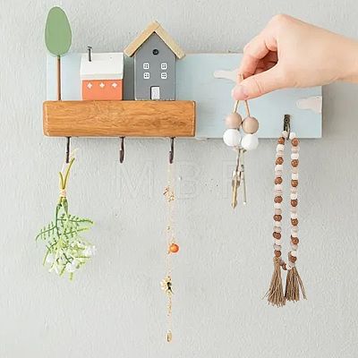 Wooden Round Beads Hanging Decorations AJEW-SP0006-07-1