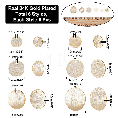 36Pcs 6 Style Brass Pendants KK-HY0001-30-1