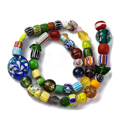 Handmade Lampwork Chevron Beads Strands LAMP-R003-05-1