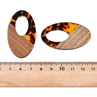 Transparent Resin and Walnut Wood Pendants RESI-T057-02D-1