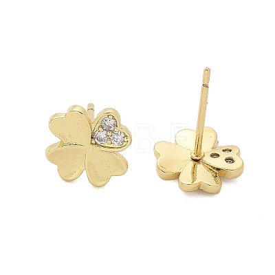 Brass Clover Stud Earrings EJEW-R016-20G-1