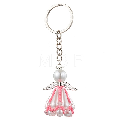 Glass Seed Bead with Acrylic Angel Keychain KEYC-MZ00026-1