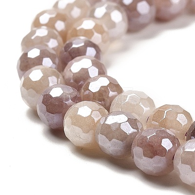 Electroplated Natural Quartz Round Beads Strands G-L598-A06-02-1