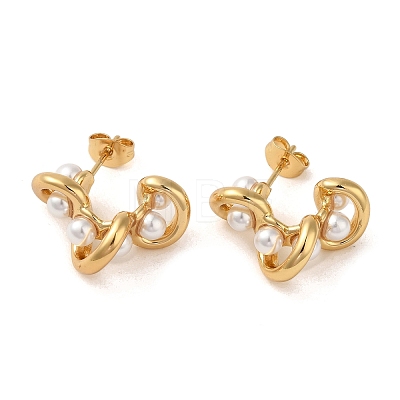 Twist 304 Stainless Steel Stud Earrings EJEW-U003-31G-1