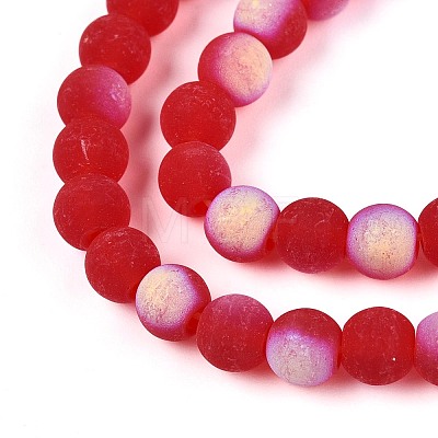 Frosted Transparent Glass Beads Strands GLAA-T032-T6mm-MBB09-1