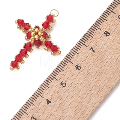 Glass Seed Beaded Pendants PALLOY-MZ01287-02-1