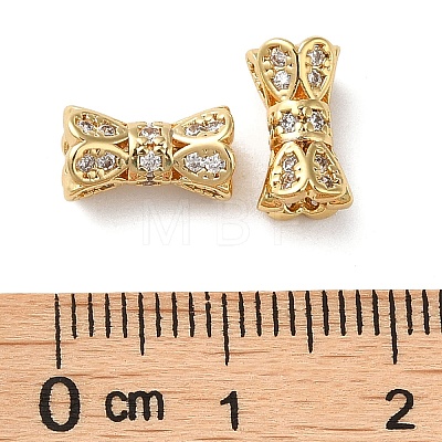 Brass Micro Pave Cubic Zirconia Beads KK-P239-33G-1