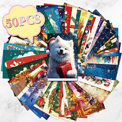 50Pcs Christmas Paper Greeting Cards DIY-P085-15A-1