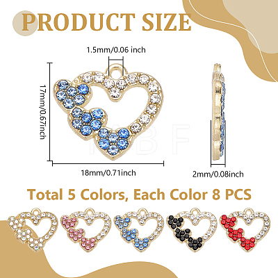 40Pcs 5 Colors Alloy Pendants FIND-GA0008-63-1