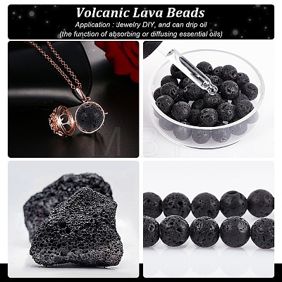 Synthetic Lava Rock Beads Strands G-S277-10mm-01-1