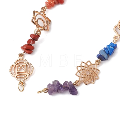 Chakra Natural Red Jasper & Howlite & Tiger Eye & Carnelian & Green Aventurine & Lapis Lazuli & Amethyst Connector Charms FIND-JF00141-01-1