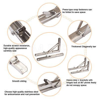 304 Stainless Steel Folding Shelf Brackets SW-TAC0001-13P-1