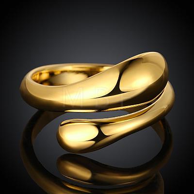 Real 18K Gold Plated Adjustable Brass Finger Rings for Women RJEW-BB07574-A-1