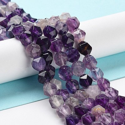 Natural Purple Fluorite Beads Strands G-G030-A08-01-1