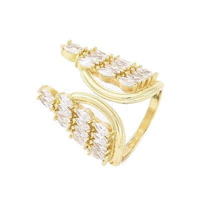 Brass Micro Pave Clear Cubic Zirconia Cuff Rings for Women RJEW-A062-02G-1