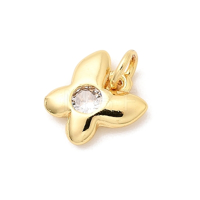 Brass Micro Pave Cubic Zirconia Charms KK-Z135-02G-01-1