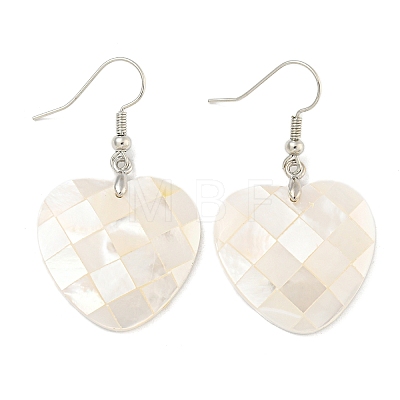 Rack Plating Brass Natural White Shell Dangle Earrings EJEW-N055-52E-1