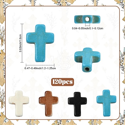 120Pcs 4 Colors Synthetic Turquoise Beads TURQ-YW0001-09-1