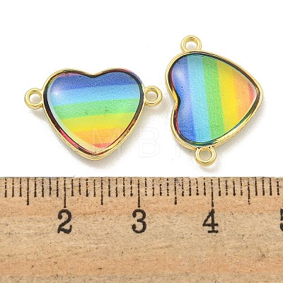 Rack Plating Brass Pave Rainbow Color Resin Connector Charms KK-M290-03B-G-1