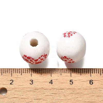 Valentine's Day Element Printed Wood Beads WOOD-R002-01-32-1