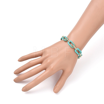 Acrylic & Aluminum Paperclip Chain Bracelets BJEW-SZ0001-002-1