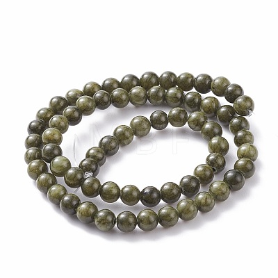 Natural Green Jade Dyed Round Beads Strands JBS053-6MM-41-1