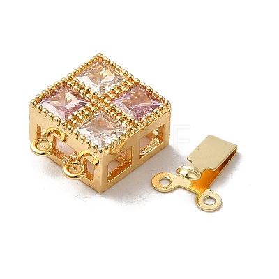 Rack Plating Brass Pave Cubic Zirconia Box Clasps KK-E084-06G-1