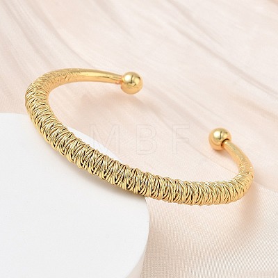 Brass Coiled Wire Cuff Bangles for Women BJEW-C157-02G-1