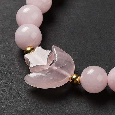 Moon and Star Natural Rose Quartz & Mixed Gemstone Beaded Bracelets for Women G-G997-B05-1