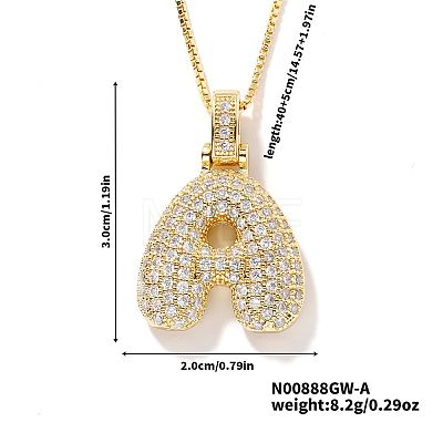Elegant Brass Micro Pave Clear Cubic Zirconia 3D Initial Necklaces DV4415-1-1