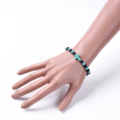 Natural Sandalwood Beads Stretch Bracelets BJEW-JB04679-02-1