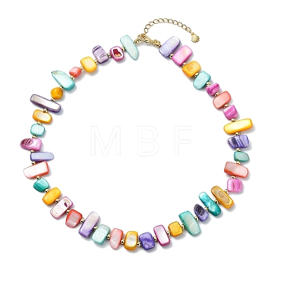 Ocean Natural Freshwater Shell Nuggets Beaded Necklaces NJEW-JN06281-1