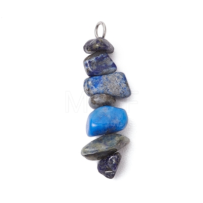 3Pcs Natural Amethyst & Lapis Lazuli & Red Jasper Chip Beaded Constellation Pendants PALLOY-JF03043-09-1