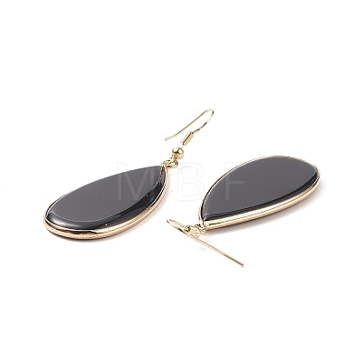 Natural Obsidian Teardrop Dangle Earrings EJEW-G331-01G-03-1