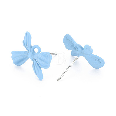 Spray Painted Alloy Stud Earring Findings PALLOY-S139-010-RS-1