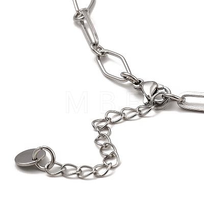 304 Stainless Steel Rhombus & Oval Link Chain Necklace BJEW-B072-03P-1