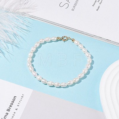 Grade A Natural Pearl Beaded Bracelets with Brass Spring Ring Clasps for Women X-BJEW-JB08037-1