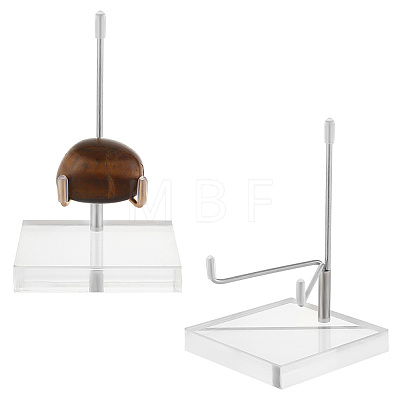 Square Clear Acrylic Crystal Rock Display Easels with Stainless Steel Holder ODIS-WH0030-36B-1