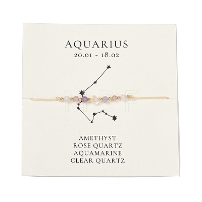 Natural stone constellation bracelet with 12 zodiac signs X-NR2952-10-1