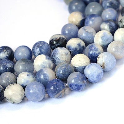 Natural Sodalite Round Bead Strands G-E334-8mm-08-1