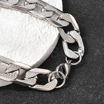 201 Stainless Steel Cuban Link Chains Bracelets for Women Men STAS-T077-19A-04P-1