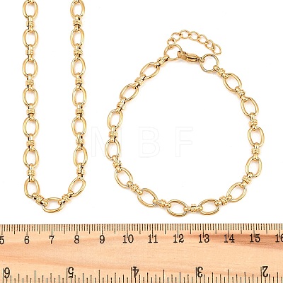 304 Stainless Steel Cable Chains Bracelet & Necklace Jewelry Sets SJEW-L199-01G-1