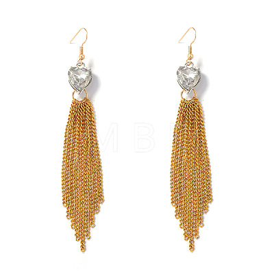 Alloy Pave Clear Cubic Zirconia Tassel Dangle Earrings for Women WG395D2-01-1