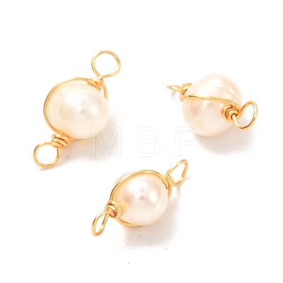Natural Cultured Freshwater Pearl Beads Links Connectors PALLOY-JF00944-1