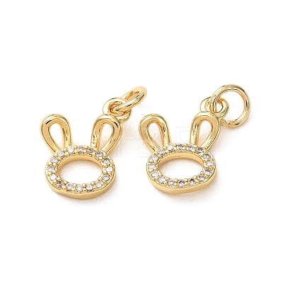 Brass Micro Pave Clear Cubic Zirconia Pendants CU-E003-18G-15-1