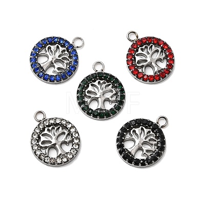 304 Stainless Steel Micro Pave Rhinestone Pendants STAS-G369-11P-1