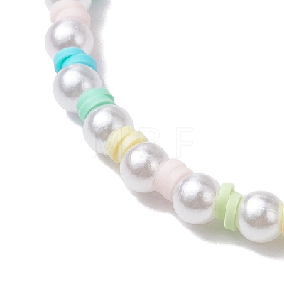 Polymer Clay & Plastic Beaded Stretch Bracelets BJEW-JB10341-1