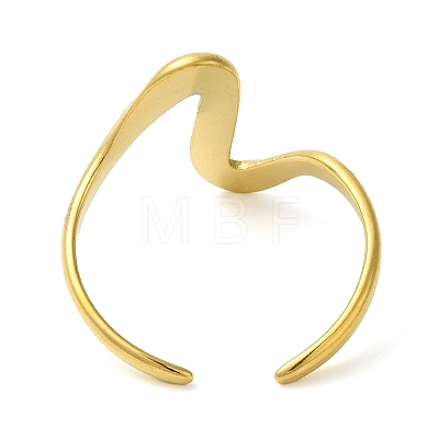 Wave 304 Stainless Steel Open Cuff Rings for Women RJEW-Z043-01F-1