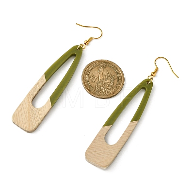 Two Tone Resin & Wood Dangle Earrings EJEW-JE05508-04-1