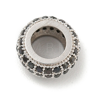Brass Micro Pave Black Cubic Zirconia European Beads KK-G493-40P-1
